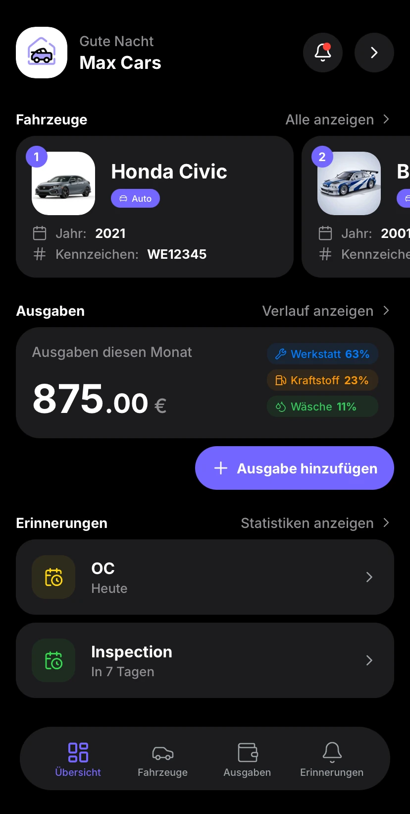 Aufix iOS Dashboard Preview