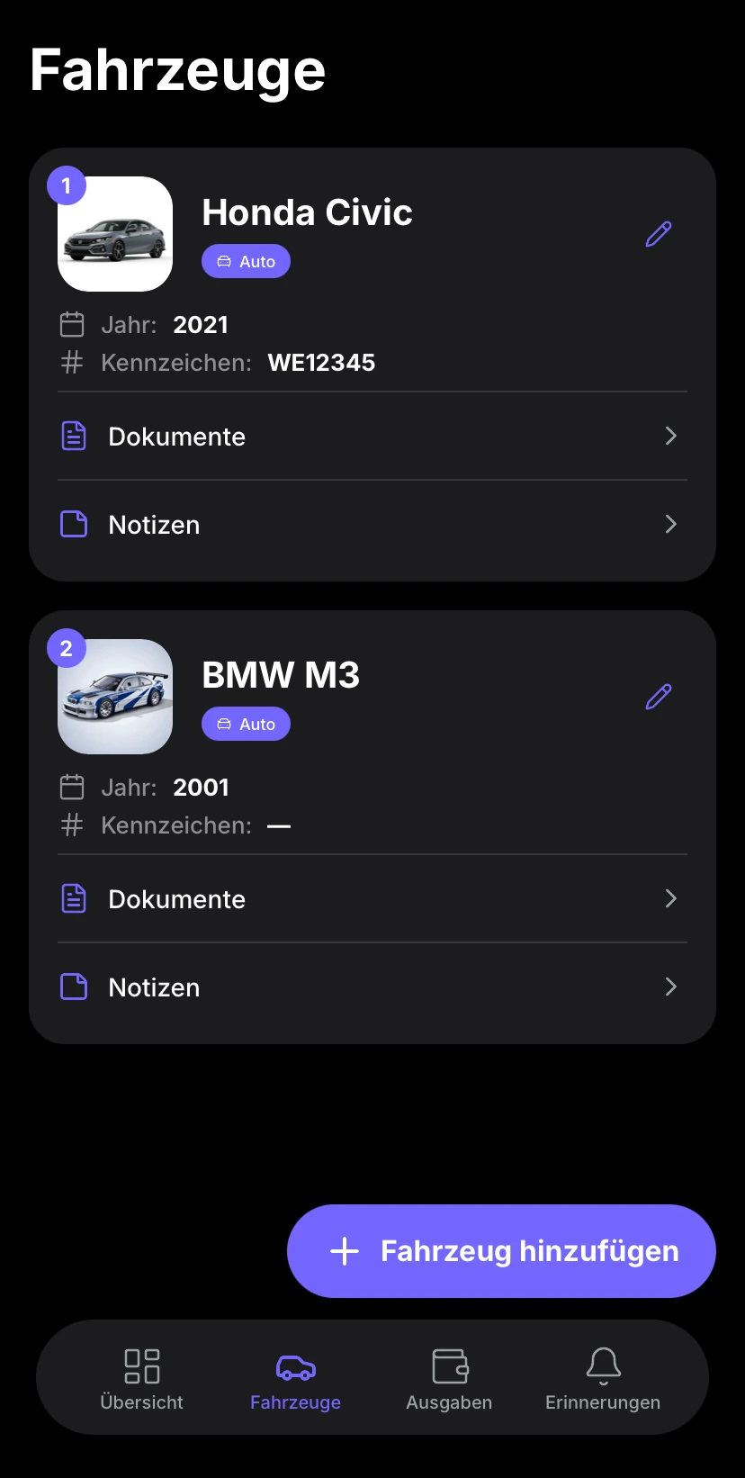 Aufix iOS Vehicles Preview