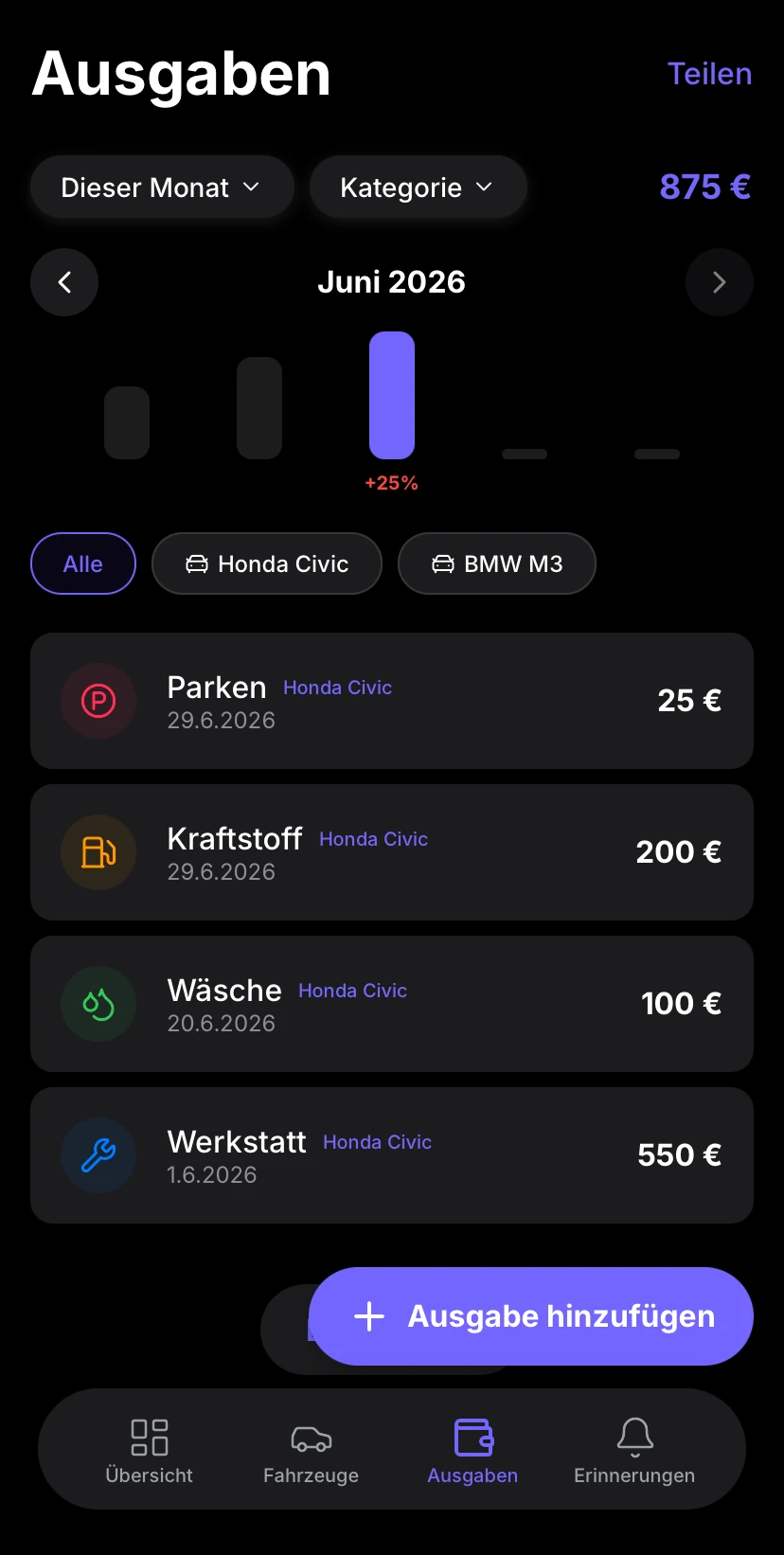 Aufix iOS Expenses Preview