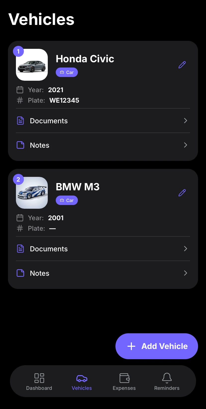 Aufix iOS Vehicles Preview