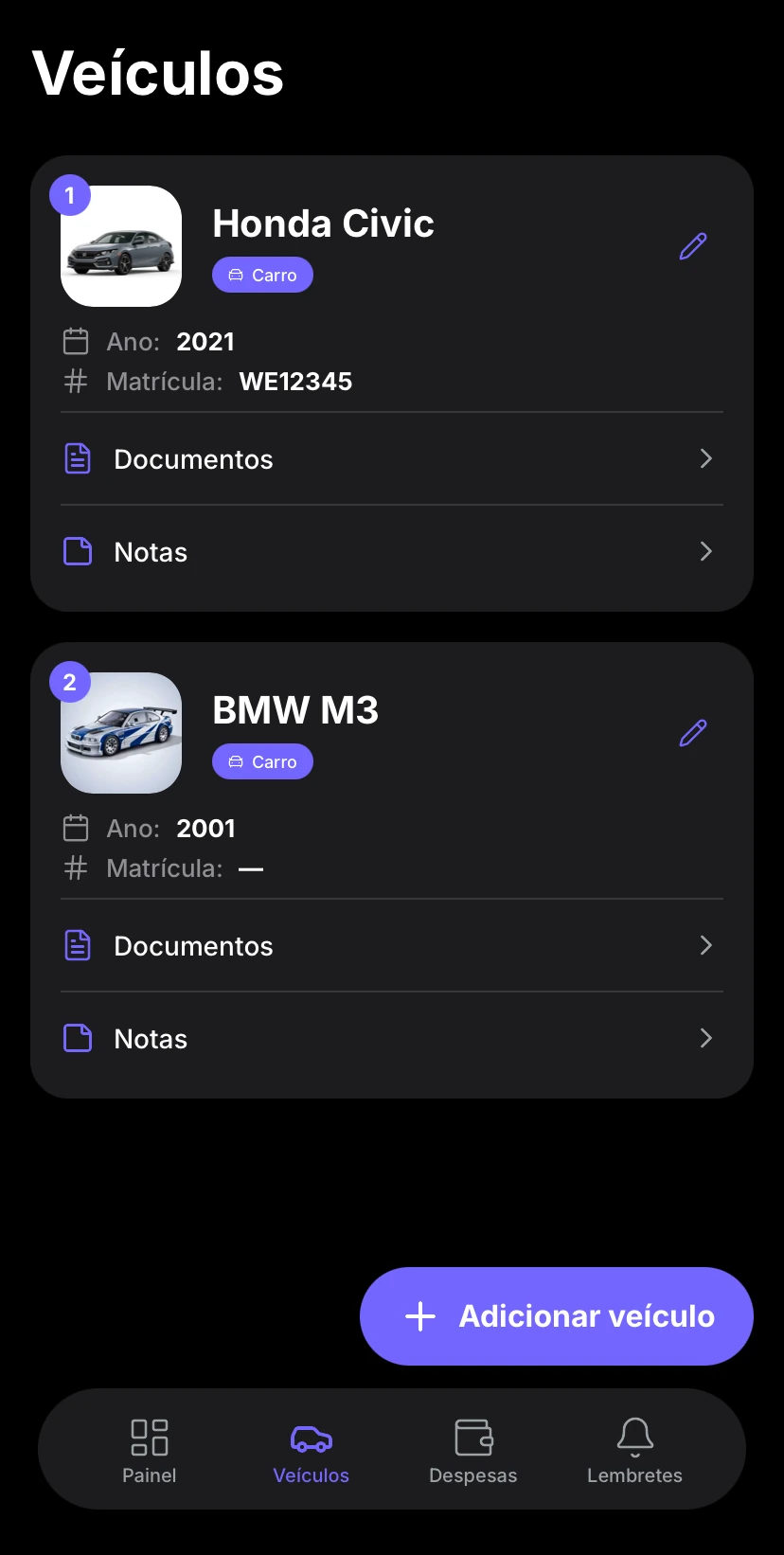 Aufix iOS Vehicles Preview