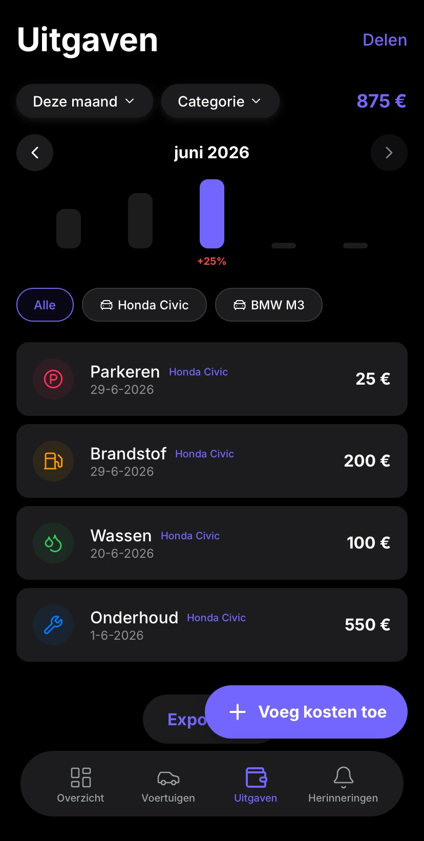 Aufix iOS Expenses Preview