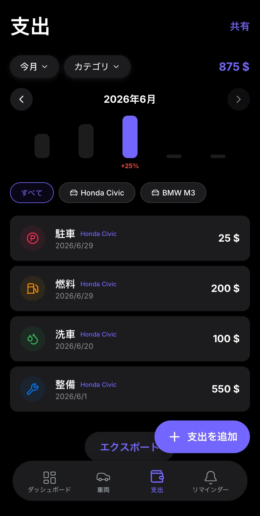 Aufix iOS Expenses Preview