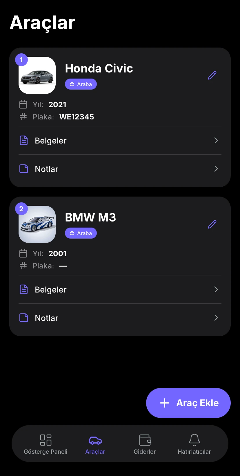 Aufix iOS Vehicles Preview