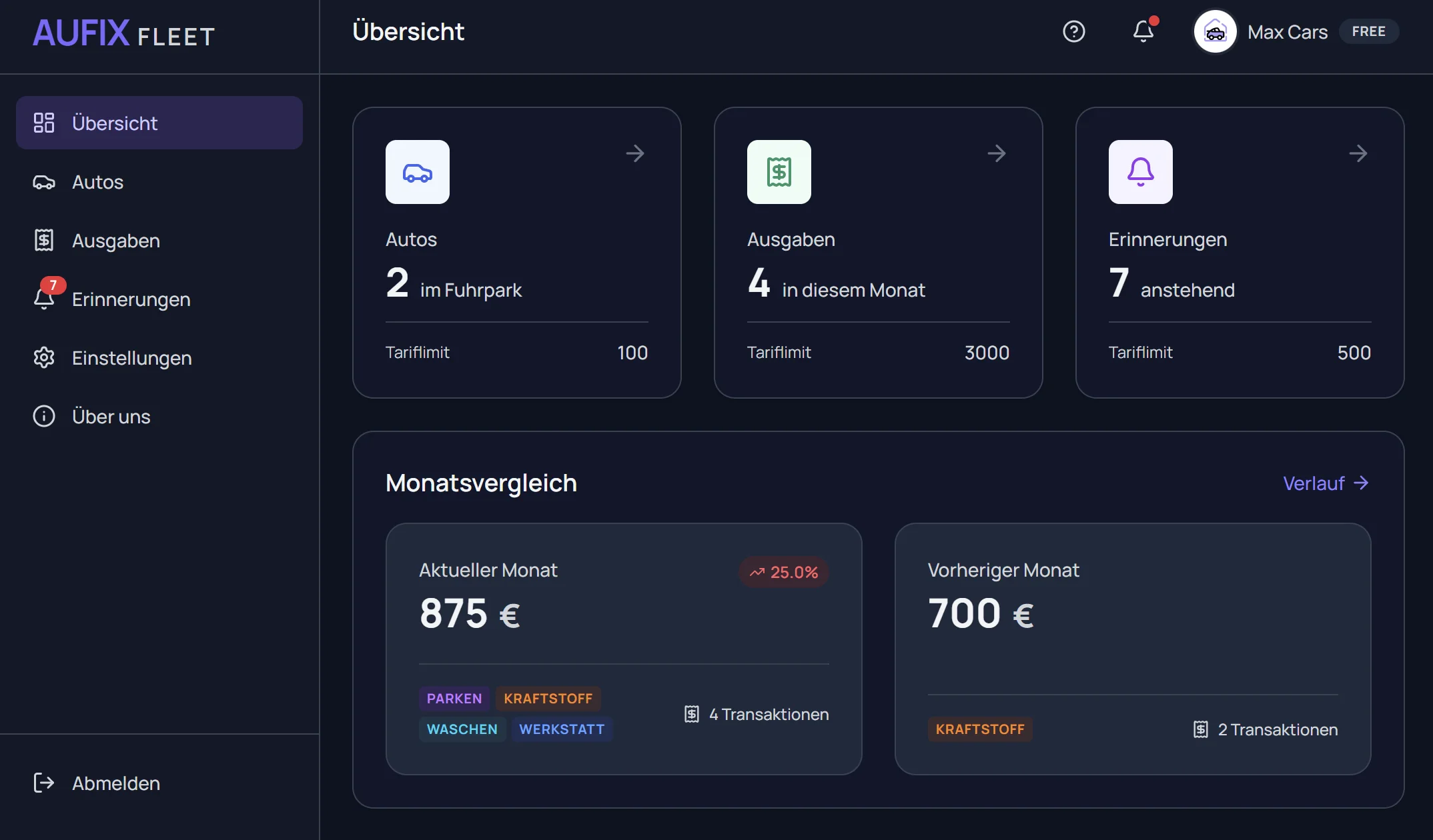 Aufix Web Dashboard Preview