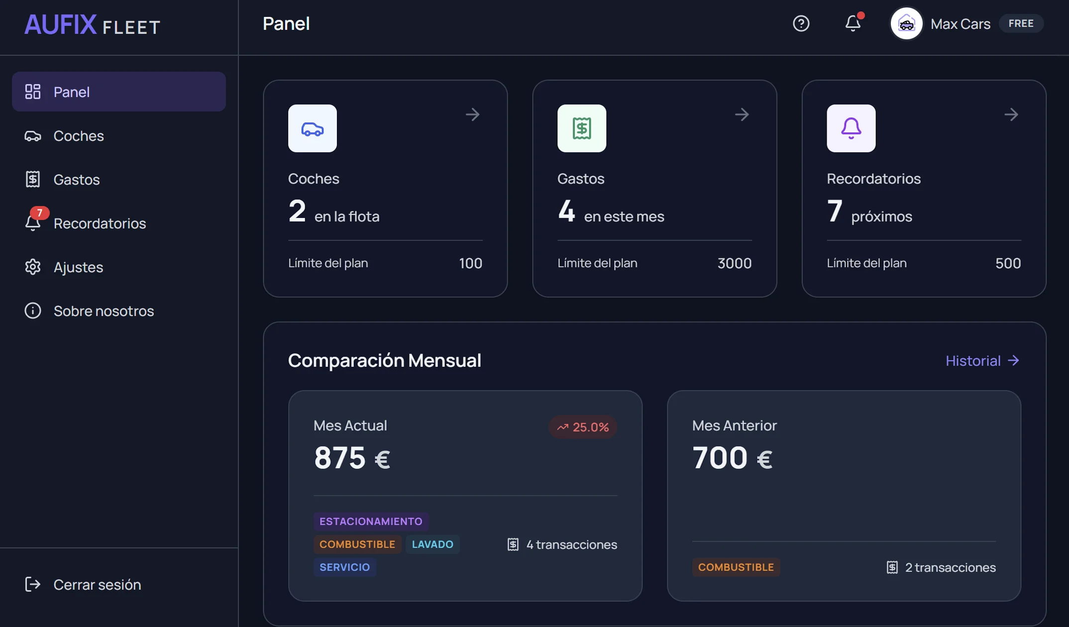 Aufix Web Dashboard Preview