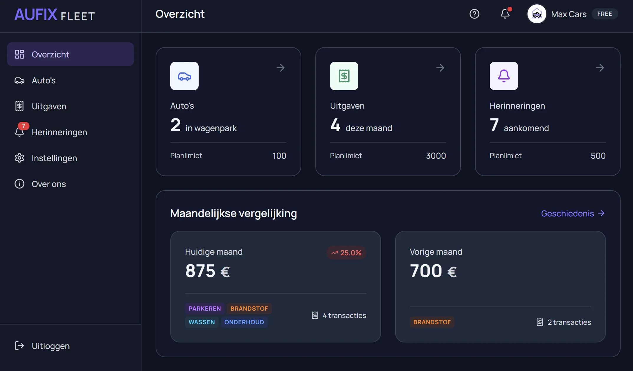 Aufix Web Dashboard Preview